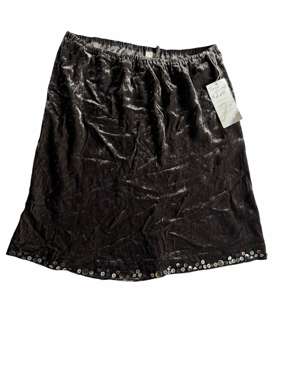 🌟J. Jill Black NWT Old Stock Velvet Midi Skirt with Sequin Hem Trim